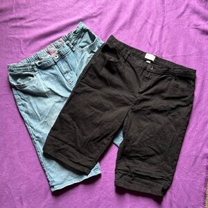 Girls Black and Blue Jean Shorts